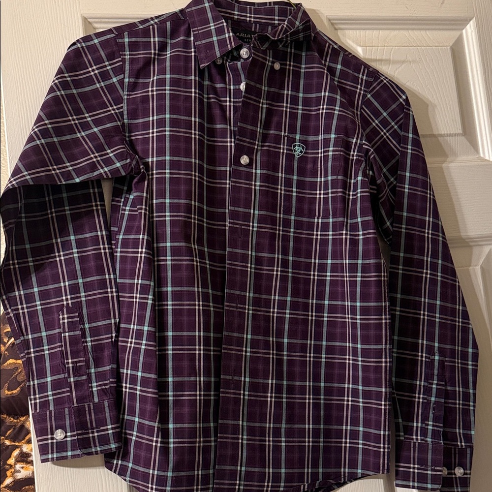 Ariat Boys western Purple Plaid Shirt